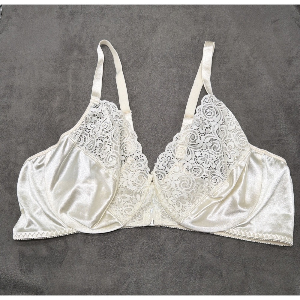 Vintage Maidenform Satin Lace Front Closure Bra Size 48C Style 0027